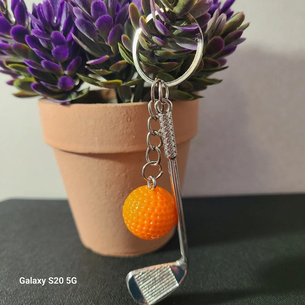 Golf Keychain Orange Ball and Club Charm Bag Purse Accessories Gift For Her NWOT